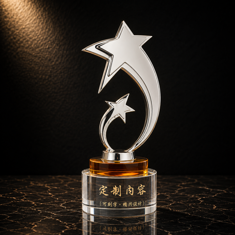 Silver Crescent Star Award - custom acrylic awards with your logo